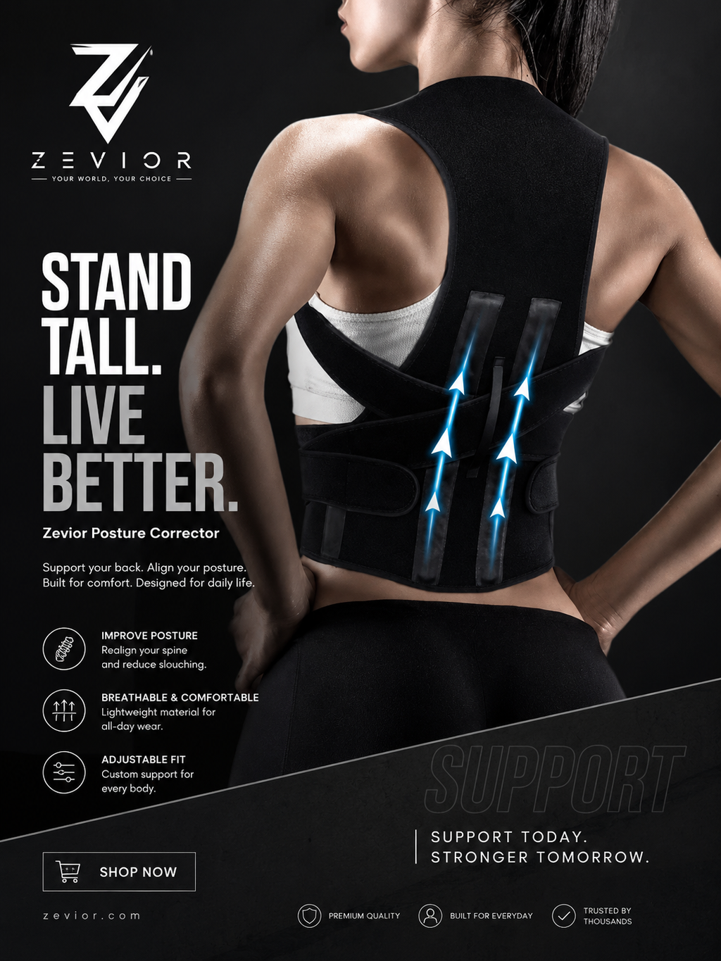Magnetic Back Brace Posture Corrector Belt Free Size