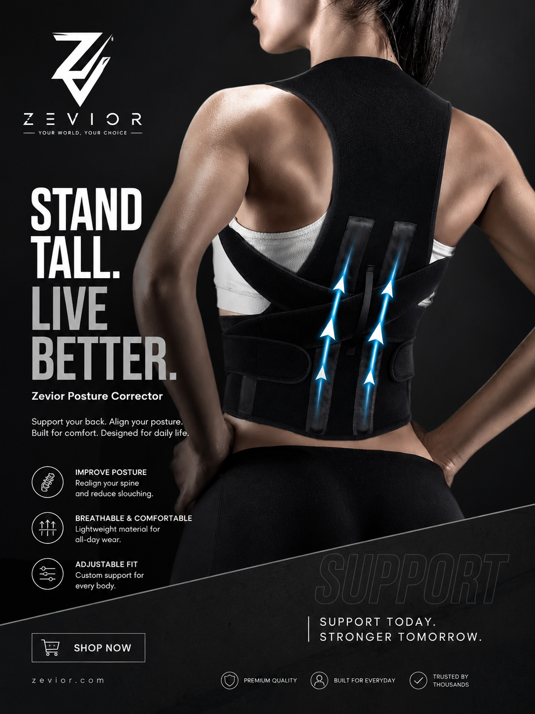 Magnetic Back Brace Posture Corrector Belt Free Size